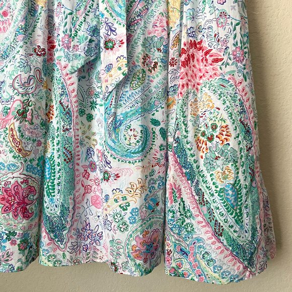 Talbots 16 Festive Floral Paisley Pleated Tie Waist Midi Skirt - Picture 7 of 12